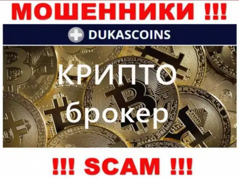 Род деятельности мошенников DukasCoin - это Крипто торговля, однако знайте это обман !
