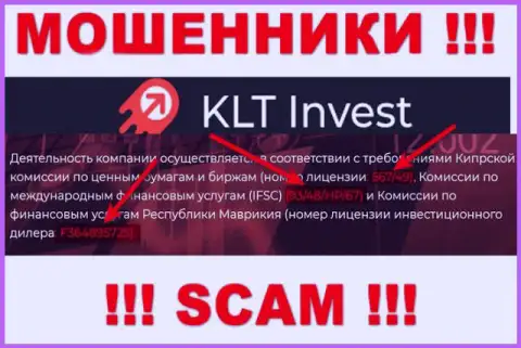 Хоть KLTInvest Com и предоставляют на веб-ресурсе лицензионный документ, знайте - они в любом случае ЖУЛИКИ !!!