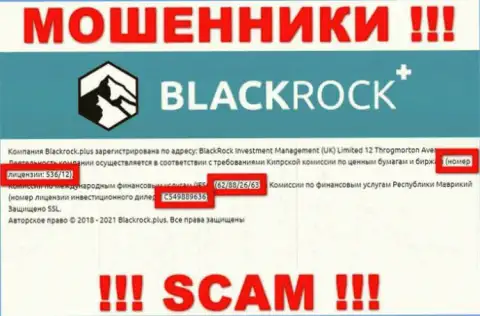 Black Rock Plus скрывают свою мошенническую сущность, показывая у себя на информационном портале лицензию