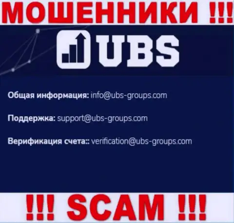 В контактной инфе, на интернет-ресурсе мошенников UBS Groups, предоставлена эта электронная почта