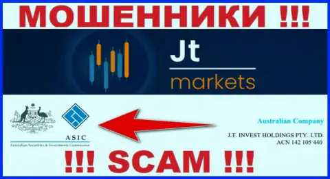 JTMarkets прикрывают свою преступную деятельность мошенническим регулирующим органом - ASIC