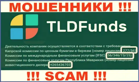TLDFunds показали на сайте лицензию, только ее наличие мошеннической их сущности вообще не меняет