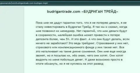 Объективный отзыв клиента компании Budrigan Trade, советующего ни при каких условиях не связываться с данными internet мошенниками