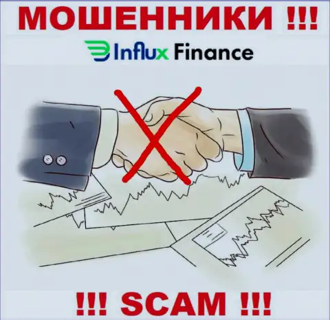 На сайте обманщиков InFluxFinance Pro не имеется ни слова о регуляторе компании