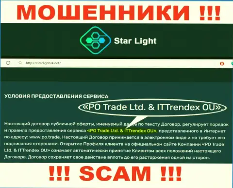 Мошенники StarLight24 не прячут свое юридическое лицо - это PO Trade Ltd end ITTrendex OU