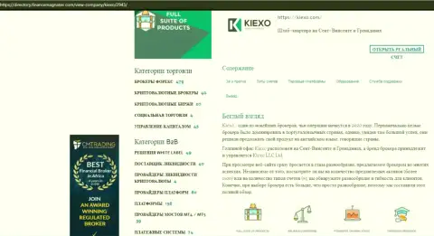 Обзорный материал об торговых условиях Форекс брокерской организации KIEXO, размещенный на интернет-сервисе директори финансмагнатес Ком