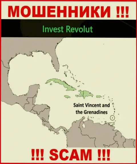 ИнвестРеволют находятся на территории - Kingstown, St Vincent and the Grenadines, остерегайтесь совместного сотрудничества с ними
