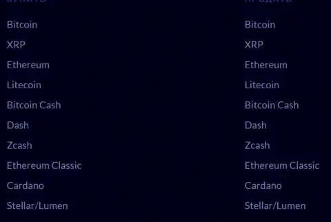 Список виртуальных валют, которые сможете обменять в интернет обменнике BTC Bit, выложенный на интернет-ресурсе бткбит нет